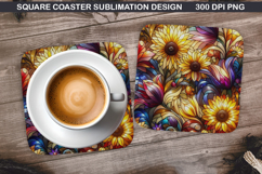 Flowers Coaster Sublimation, Spring Coaster PNG Design Product Image 1