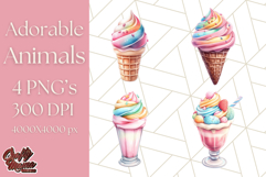 Pastel Sweet Treats Clipart, Ice Cream, Cakes, Donuts Png Product Image 1