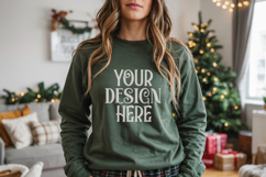 Forest Green Gildan 18500 Sweatshirt Mockup, Unisex mockups Product Image 1