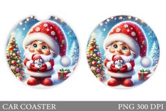 Christmas Gnome Car Coaster. Christmas Car Coaster Design Product Image 1