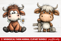 Whimsical Farm Animal Clipart | Cute Farm Animals PNG Set Product Image 1