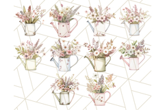 Watering Can Flowers PNG, Rustic Floral Watercolor Clipart Product Image 3