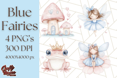 Pastel Blue Fairy Garden Clipart, Enchanted Cottagecore Png Product Image 1