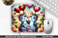 Cat Mouse Pad Sublimation, Valentine Mouse Pad PNG Product Image 1