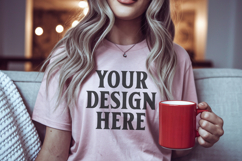 Christmas Bella Canvas 3001 Heather Peach Shirt Mockup ,Tran Product Image 1