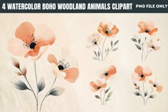 Watercolor Boho Woodland Animals Clipart PNG Product Image 1
