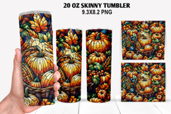 Pumpkins Skinny Tumbler 20oz Wrap Design, Halloween Tumbler Product Image 1