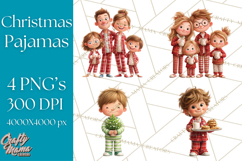 Christmas Pajamas Clipart PNG, Holiday PJ Illustration Product Image 1