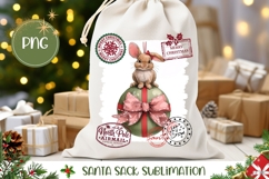 Christmas Rabbit Santa Sack Print, Christmas Gift Bag Design Product Image 1