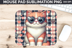 Watercolor Cat Mouse Pad Sublimation - Valentines PNG Design Product Image 1
