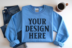 Carolina Blue Gildan 18000 Folded Flat Lay Mockups Product Image 1