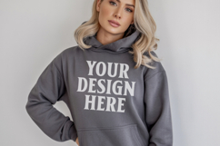Charcoal Gildan 18500 Hoodie Mockup, G18000 Hoodie Model moc Product Image 1
