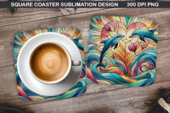 Dolphin Coaster Sublimation, Valentine Coaster PNG Design Product Image 1