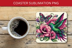square coaster - floral hummingbird Product Image 1