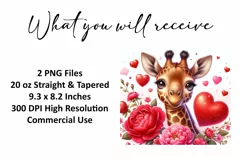 Valentine's Day Giraffe Tumbler Wrap Sublimation Design Product Image 2