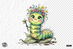 Summer Whimsical Caterpillar PNG Clipart Product Image 1