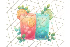 Coral and Aqua Summer Clipart PNG Pastel Tropical Icons Product Image 5