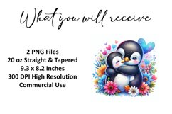 Valentine's Day Penguin Tumbler Wrap Sublimation Design Product Image 2