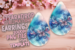 Chic Teardrop Earrings Template PNG , Watercolor Patter Product Image 1