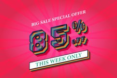 85 percent off big sale banner template 3d text effect, Product Image 1