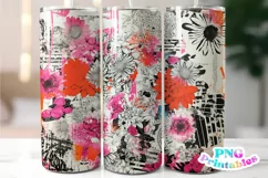 Punk Rock Floral Collage 20 oz Skinny Tumbler Wrap Product Image 1