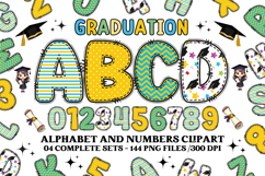 Graduation Alphabet png clipart, graduation letters doodle Product Image 1
