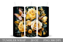 Butterflies Tumbler Design. Flowers Tumbler Sublimation Product Image 1