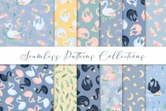 Set of seamless patterns Lovely Swans Product Image 1