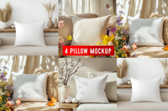 Pillow Mocku |Spring Pillow Mockup | Floral Cushion Mockup Product Image 1