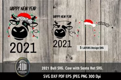 2021 SVG| 2021 New Year| Cow with Santa Hat SVG Product Image 2