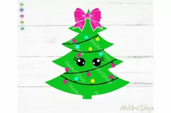 Cute Christmas Tree SVG, Girl Christmas SVG Product Image 1