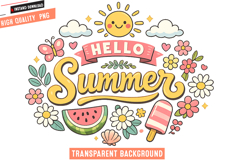 Hello Summer Sublimation Design,Summer Sublimation PNG Product Image 1