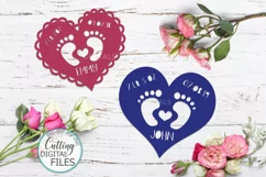 Baby Footprint Foot with heart svg dxf papercut laser cut Product Image 3