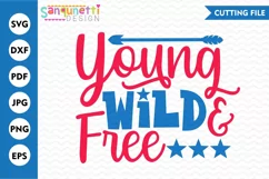 Young wild and free |patriotic SVG for kids Product Image 1
