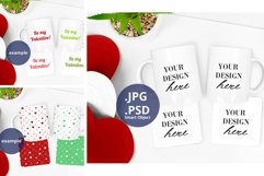 Valentine's Day 2 Coffee Mugs & 2 Coasters mockup, PSD & JPG Product Image 1