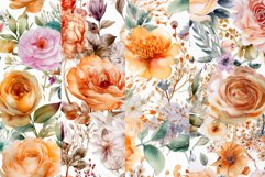 Watercolor Flowers Digital Papers, Vintage Flowers Patterns Product Image 2