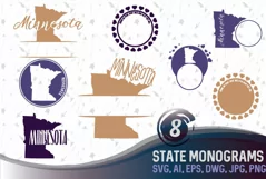 Minnesota Monograms SVG, JPG, PNG, DWG, CDR, EPS, AI Product Image 1