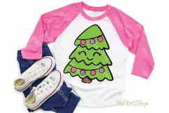 Cute Christmas Tree SVG, Girl Christmas SVG Product Image 1