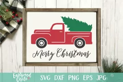 Merry Christmas with Red Truck - Christmas SVG File Product Image 1