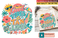 Good Vibes &amp; Land Lines Sublimation Design,Summer Png Product Image 1