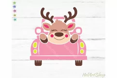 Cute Reindeer Svg, Kids Christmas svg, Christmas Truck Svg Product Image 1