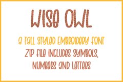 WISE OWL EMBROIDERY FONT Product Image 1