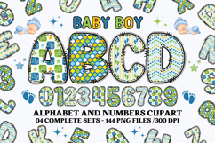 Baby Boy Alphabet PNG Clip Art, baby boy letters doodle Product Image 1
