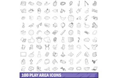 100 play area icons set, outline style Product Image 1