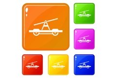 Draisine or handcar icons set vector color Product Image 1