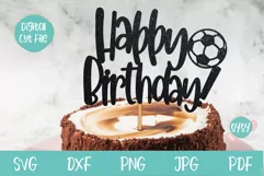 Happy Birthday Cake Topper SVG with Football Product Image 1