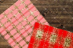 16 Luxury Gold and Red Glitter Plaid Tartan Digital Papers Product Image 10