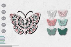 Butterfly 3D Layered Paper Cut Template SVG Design Product Image 1