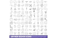 100 web design icons set, outline style Product Image 1