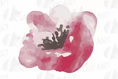 Burgundy and coral pink watercolor floral wedding clip art, Product Image 17